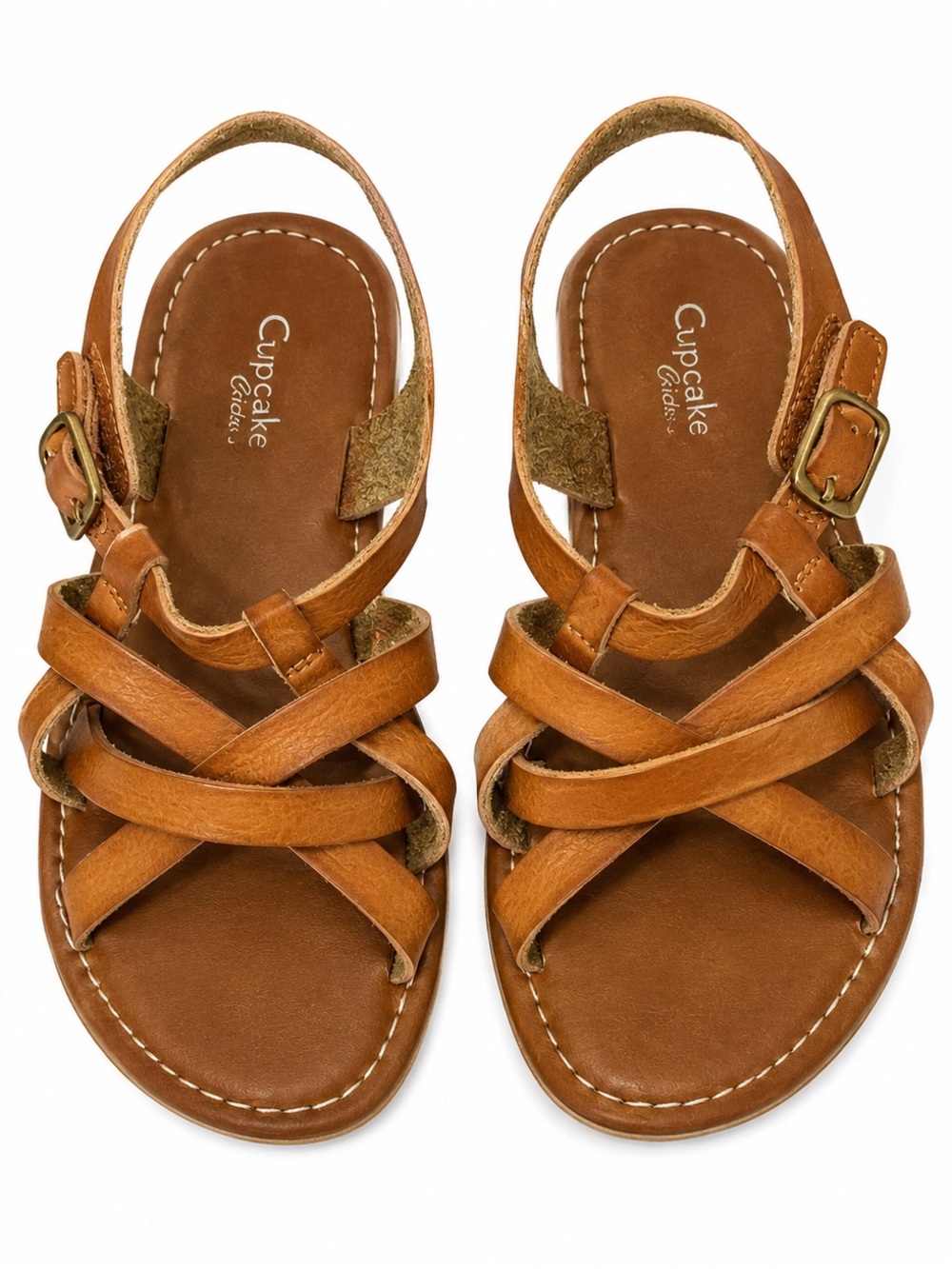 Cupcake Couture "Cake" Brown Strappy Sandals Girls Toddler Size 12 Cognac